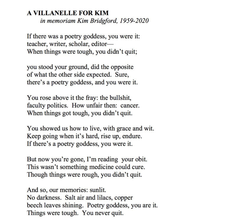 #291 Backstory of the Poem: Barbara Crooker’s “A VILLANELLE FOR KIM ...